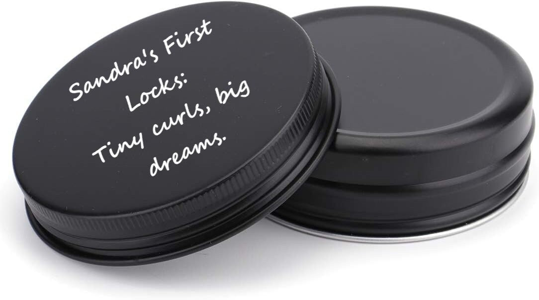 Personalized Baby First Hair Cut Keepsake Tin Box With Custom Image And Text | First Lock of Child's Haircut Memory Box With Engraved Image