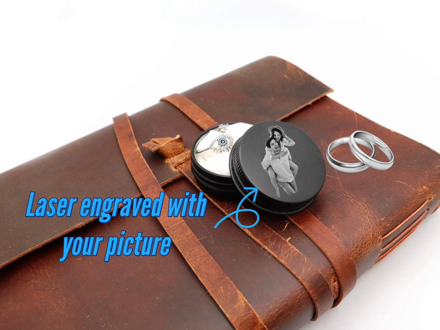 Personalized Wedding Ring Holder With Engraved Image And Text | Custom Will You Marry Me Surprise Engagement Ring Box With Special Message