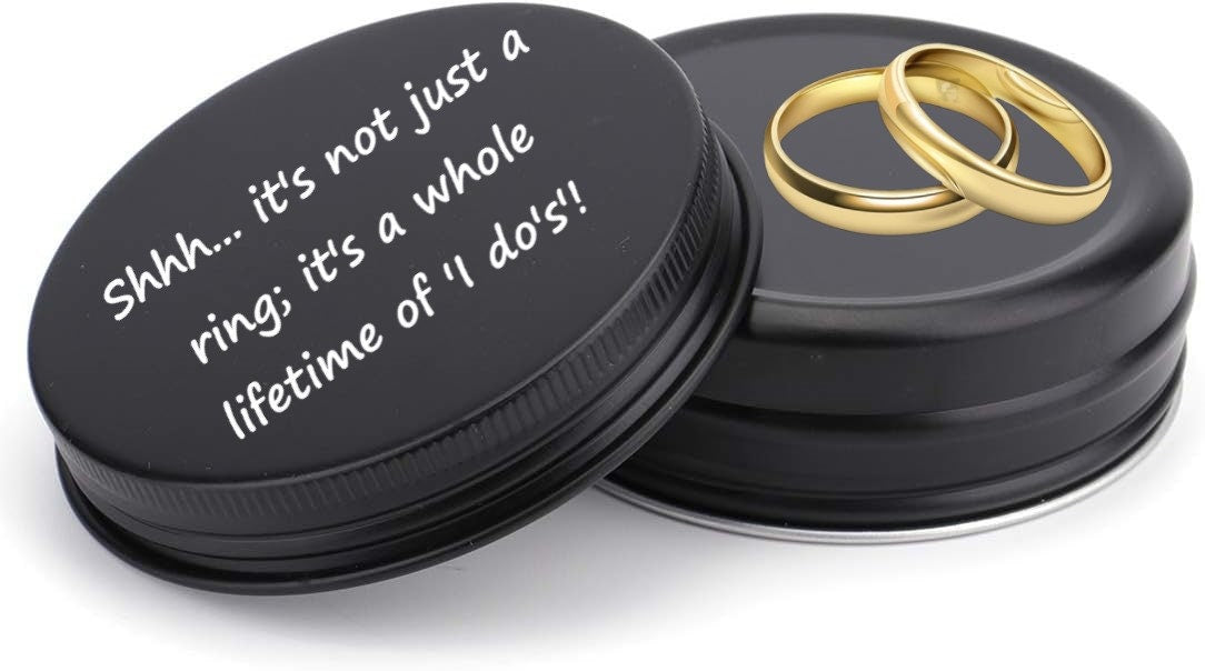 Personalized Wedding Ring Holder With Engraved Image And Text | Custom Will You Marry Me Surprise Engagement Ring Box With Special Message