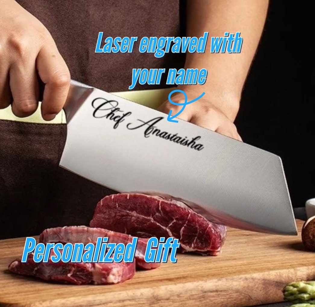 Personalized Japanese Chef Knife | Engraved Chef's Knife Set With Cutting Board For Culinary Gift | Custom Handmade Kitchen Knives For Gift