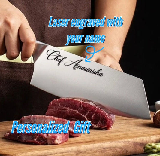 Personalized Japanese Chef Knife | Engraved Chef's Knife Set With Cutting Board For Culinary Gift | Custom Handmade Kitchen Knives For Gift