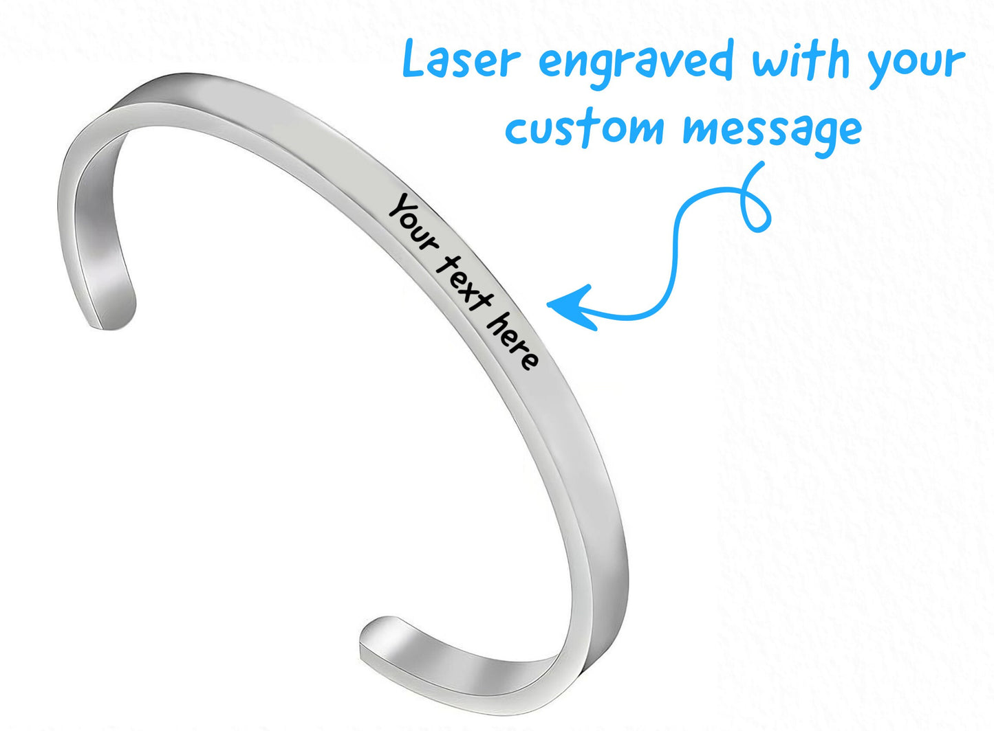 Customized Cuff Bracelet With Your Personalized Special Message Laser Engraved To Give As Gift for Mom or Daughter With Your Personal Touch