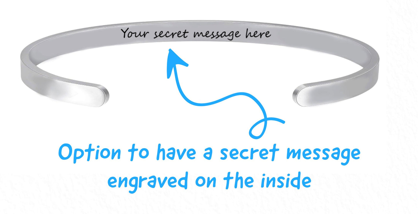 Customized Cuff Bracelet With Your Personalized Special Message Laser Engraved To Give As Gift for Mom or Daughter With Your Personal Touch