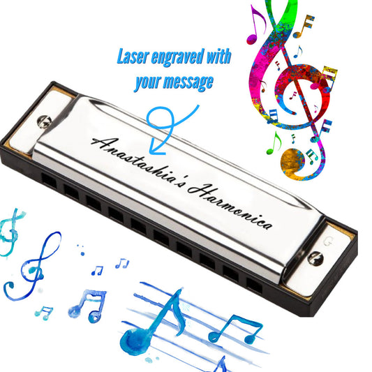Custom Engraved Harmonica For Music Lovers, Personalized Harmonica For Music Lovers, Ring Bearer Gifts, Groomsmen, Birthday Gift for Men Him
