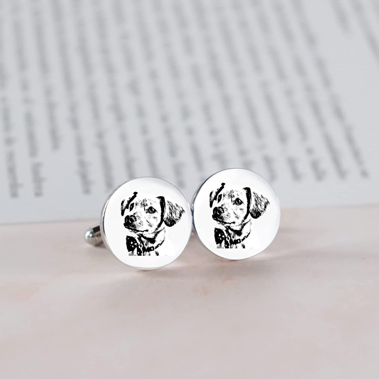 Personalized Dog Cufflinks With Pet Photo Portrait To Give As Gifts For Pet Lovers, Memorial Dog Cufflinks For Dog Lover, Pet Memorial Gift