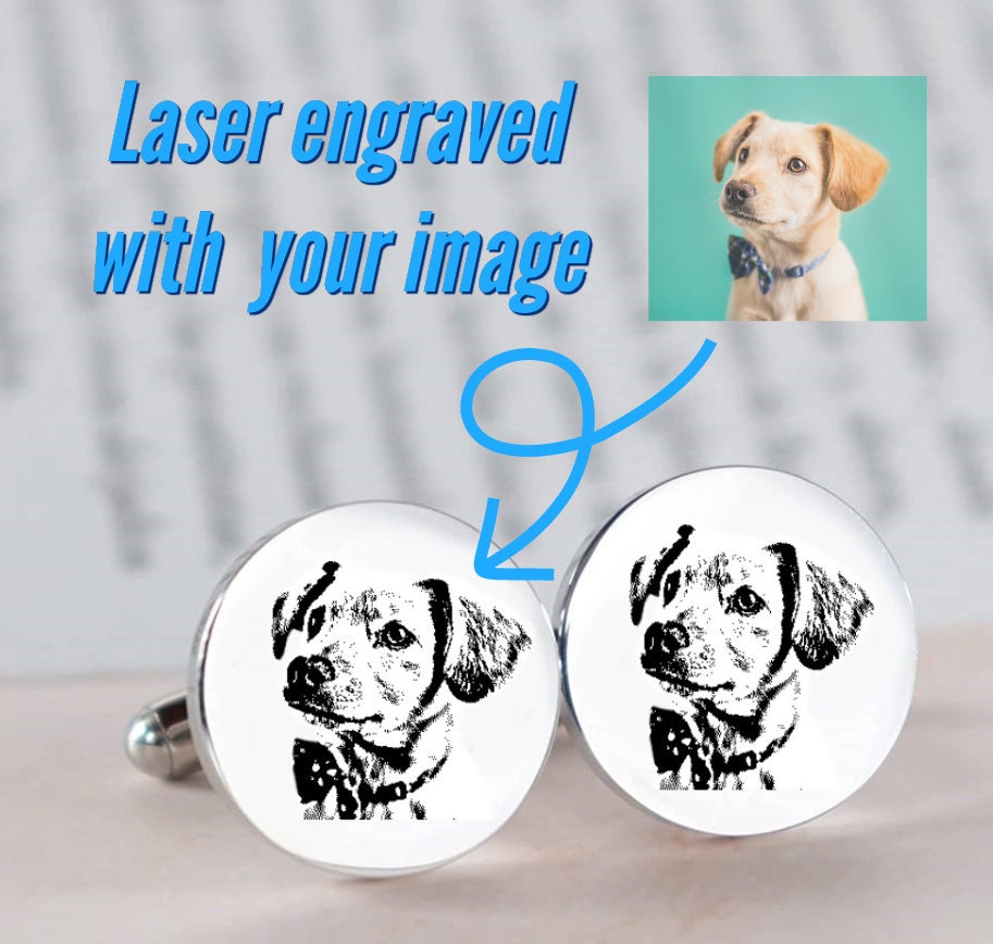 Personalized Dog Cufflinks With Pet Photo Portrait To Give As Gifts For Pet Lovers, Memorial Dog Cufflinks For Dog Lover, Pet Memorial Gift