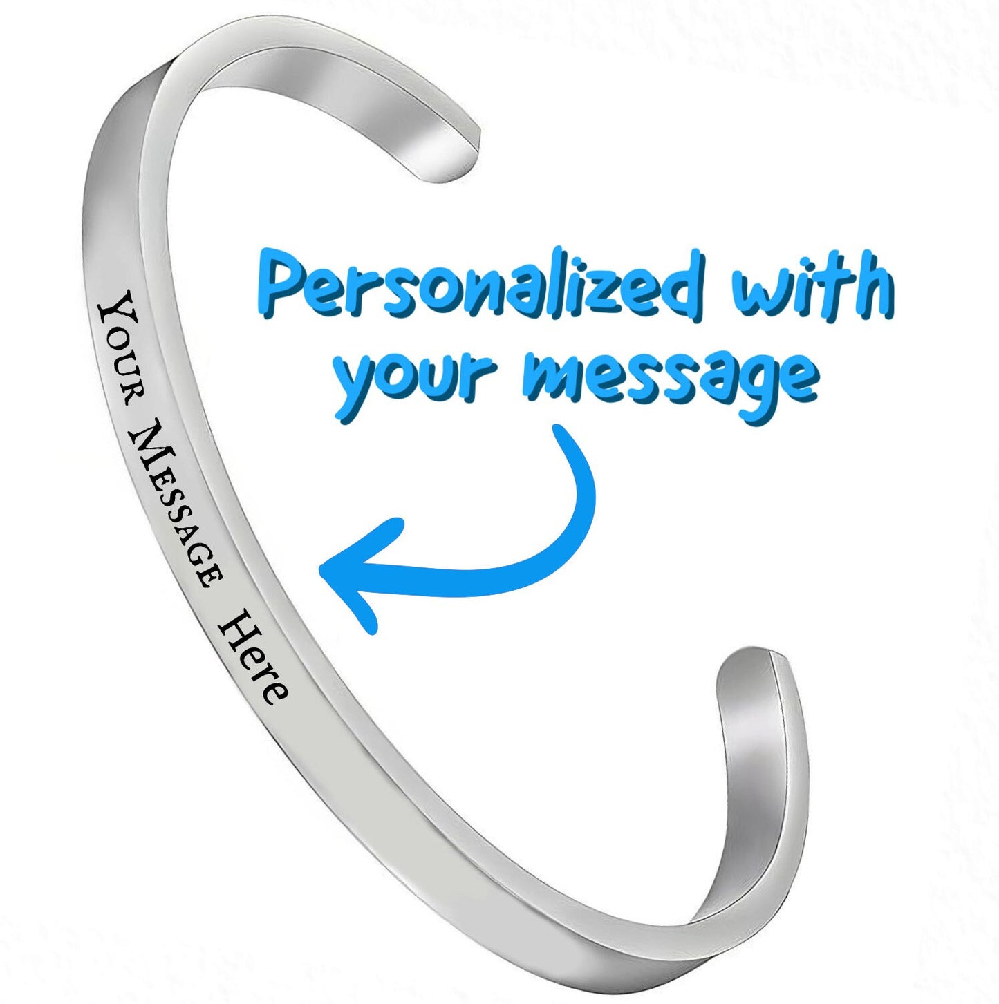 Customized Cuff Bracelet With Your Personalized Special Message Laser Engraved To Give As Gift for Mom or Daughter With Your Personal Touch
