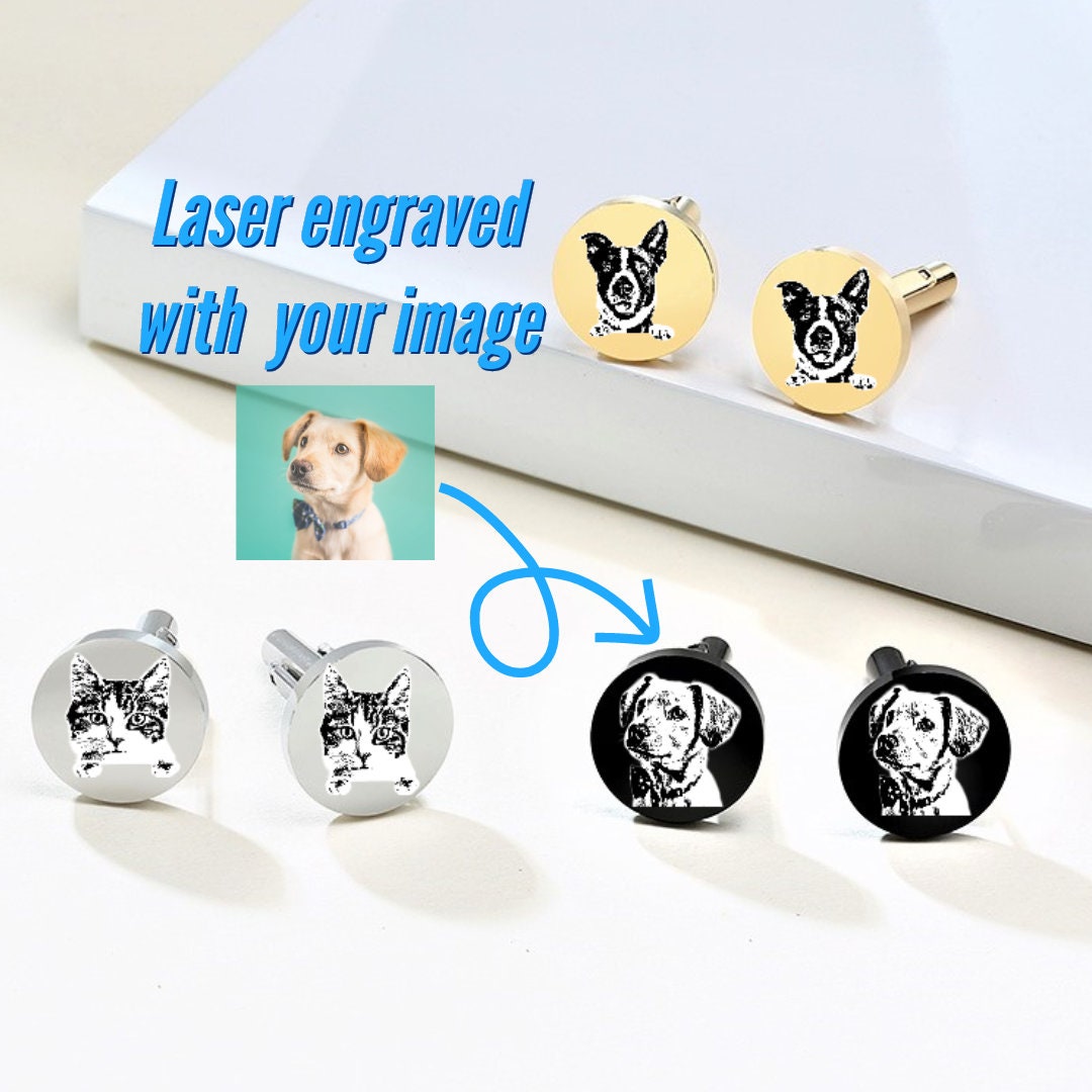 Personalized Dog Cufflinks With Pet Photo Portrait To Give As Gifts For Pet Lovers, Memorial Dog Cufflinks For Dog Lover, Pet Memorial Gift