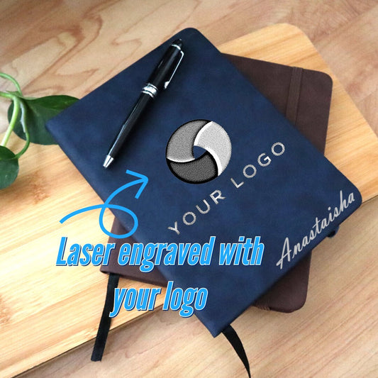 Personalized PU Leather Journal Notebook with Your Business Logo - Professional And Customized Business Journal To Give As Corporate Gifts