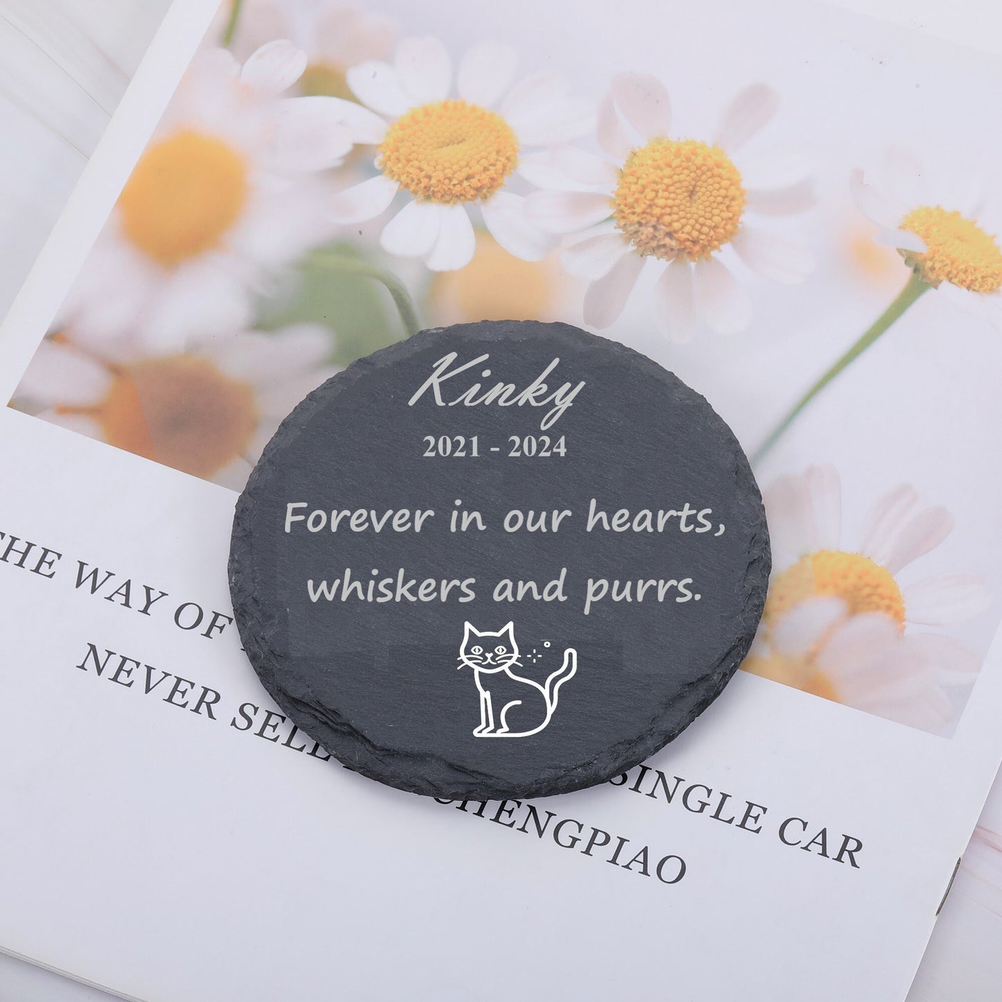 Custom Pet Memorial Plaque With Photo For Remembrance of Dog and Cat, Personalized Pet Potrait Memorial Stone Sympathy Gift for Loss of Pet