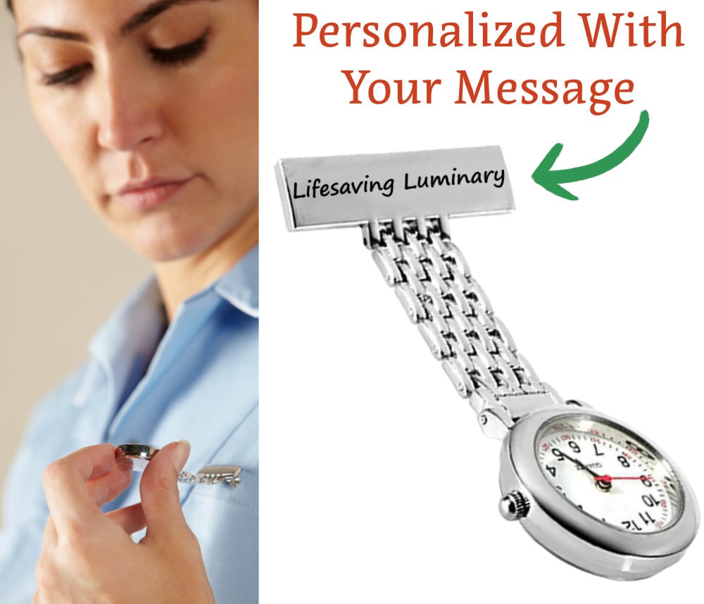 Personalized Inspirational Nurse Pocket Watch Engraved With Name For Nurses, Vet Tech, Veterinarians, And To Give As Medical Graduation Gift