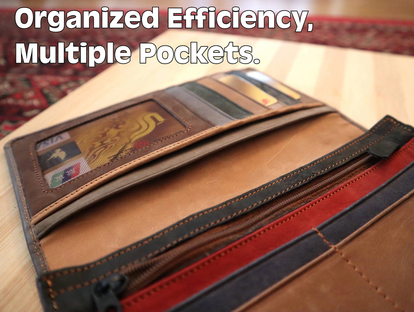 Tailored Long Wallet With Full Grain Natural Leather And Bifold Design Personalized With Your Name To Give As Birthday Gift To Men And Women