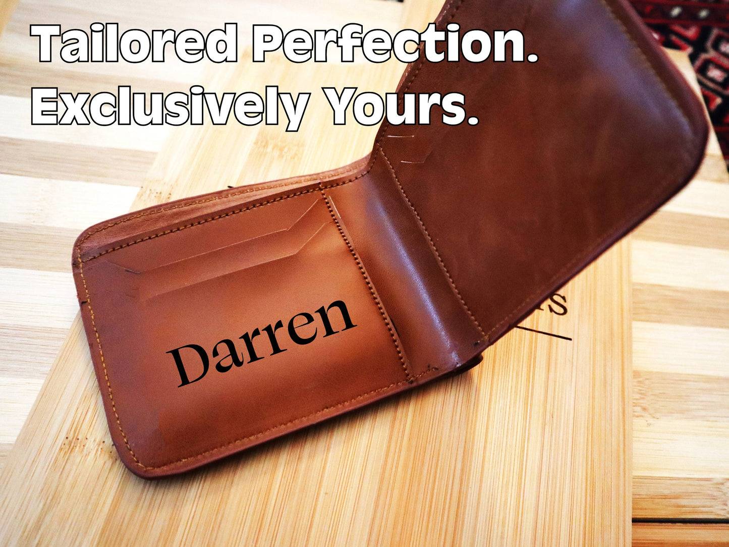 Tailored Long Wallet With Full Grain Natural Leather And Bifold Design Personalized With Your Name To Give As Birthday Gift To Men And Women