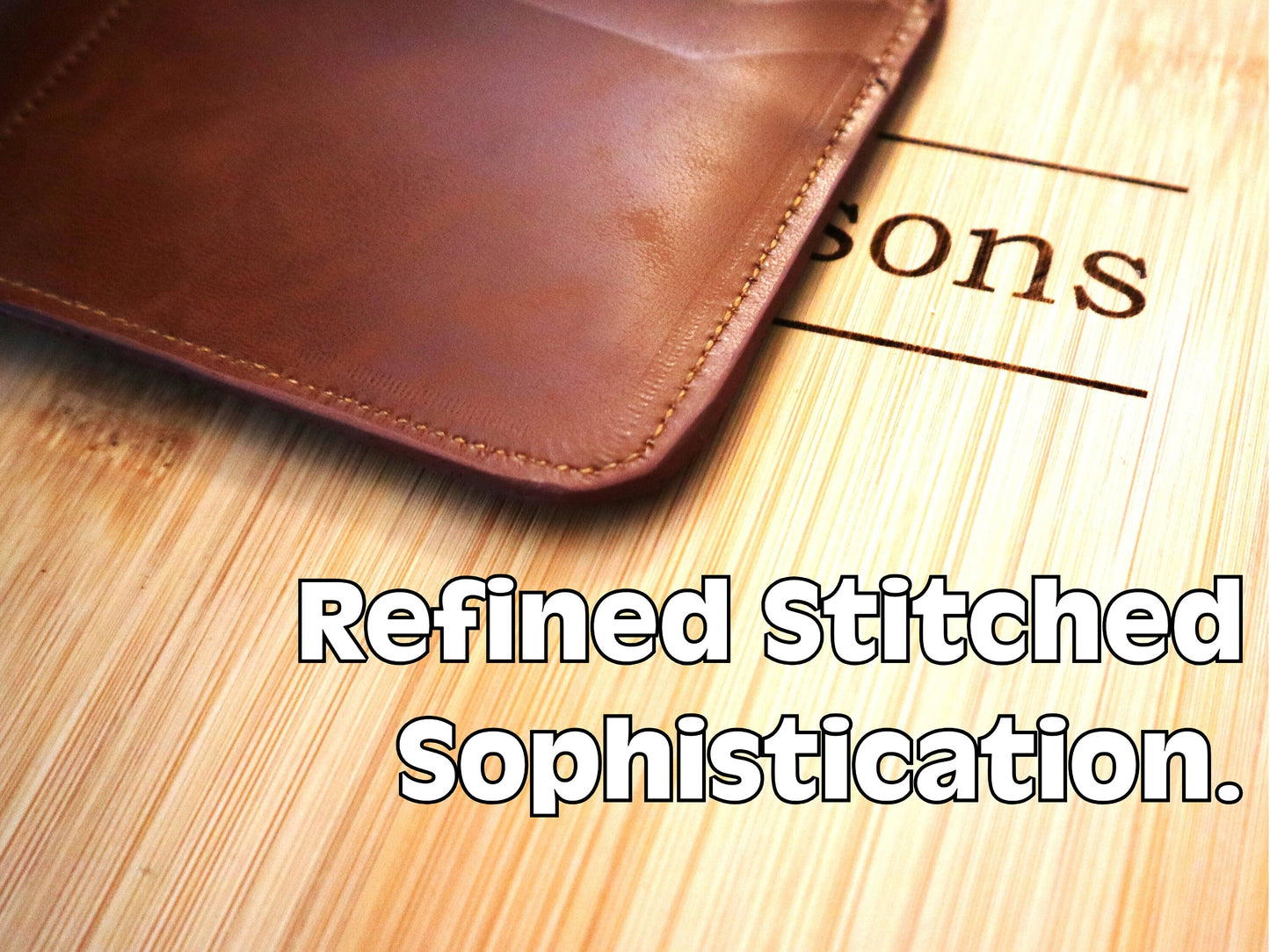 Tailored Full Grain Minimalist Leather Wallet Personalized With Your Hand Written Message And Engraved On A Bifold Slim Wallet Card Holder