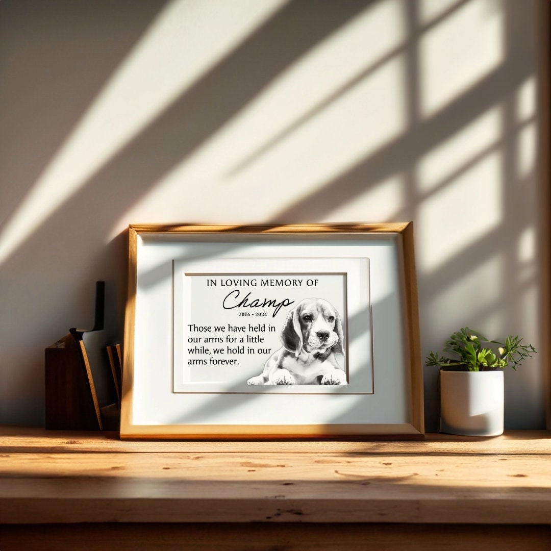 Personalized Pet Portrait Memorial Plaque Stone For Dog And Cat Engraved With Texts And Pawprint For Pet Remembrance Memorial Grave Stone