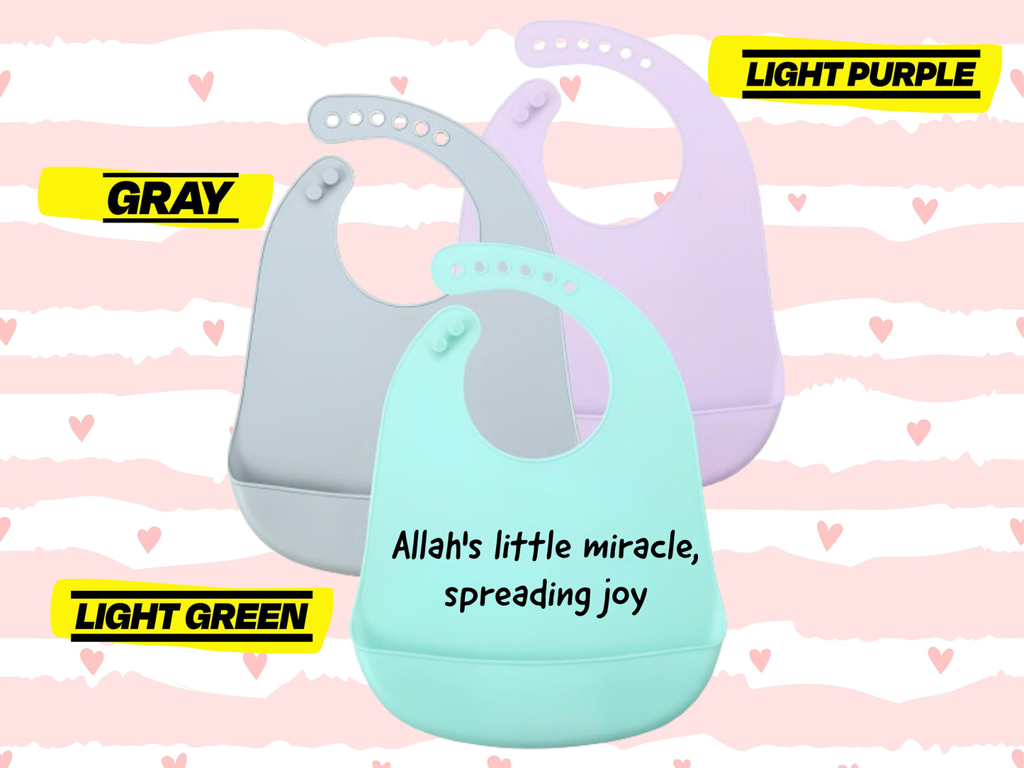 Personalized Start With Bismillah Bib With Your Custom Message | Baby Shower Gift | Muslim Baby Islamic Gift | Custom Bib for New Mom Gift