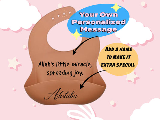 Personalized Start With Bismillah Bib With Your Custom Message | Baby Shower Gift | Muslim Baby Islamic Gift | Custom Bib for New Mom Gift