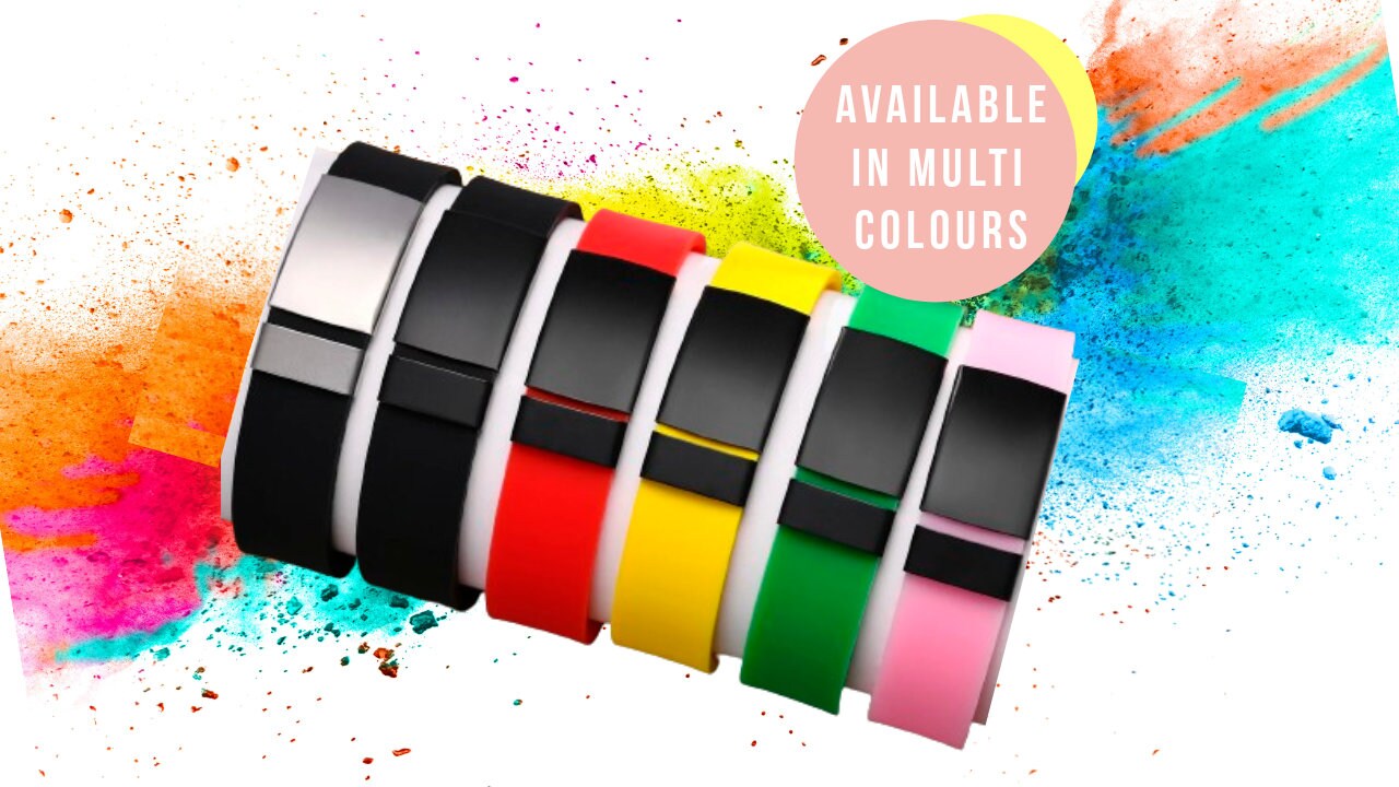 Custom Medical Alert Bracelet With A Silicone Band Personalized With Your In Case of Emergency Medical Information And Identification