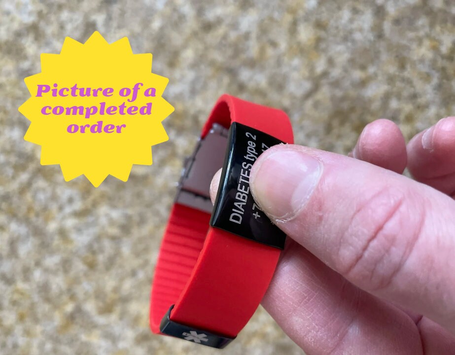 Custom Medical Alert Bracelet With A Silicone Band Personalized With Your In Case of Emergency Medical Information And Identification