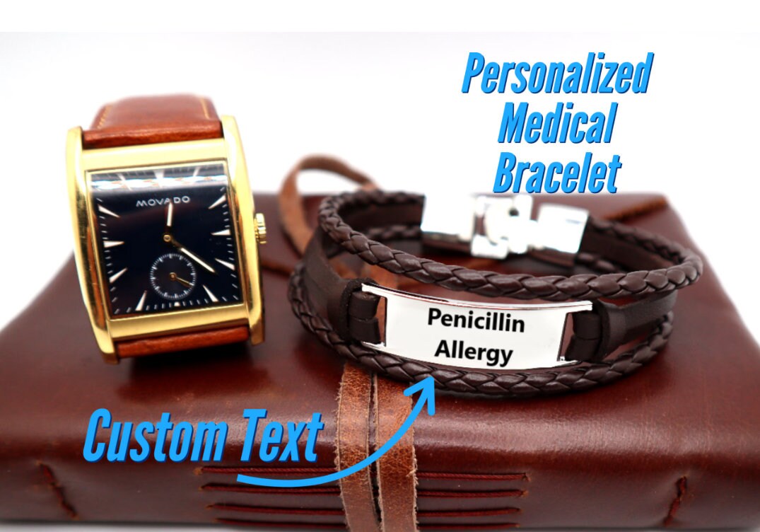Custom Medical Alert Bracelet With A Silicone Band Personalized With Your In Case of Emergency Medical Information And Identification