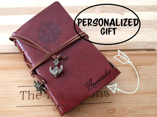 Customized Gift Featuring A Pirate Themed Leather PU Journal Notebook With Compass Making It An Ideal Gift For Adventurous Sons And Daughter
