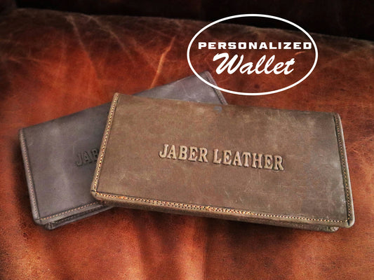 Personalized Full Grain Long Leather Wallet, Customized Natural Leather Bifold Long Wallet, Genuine Leather Mens Wallet, Womens Long Wallet