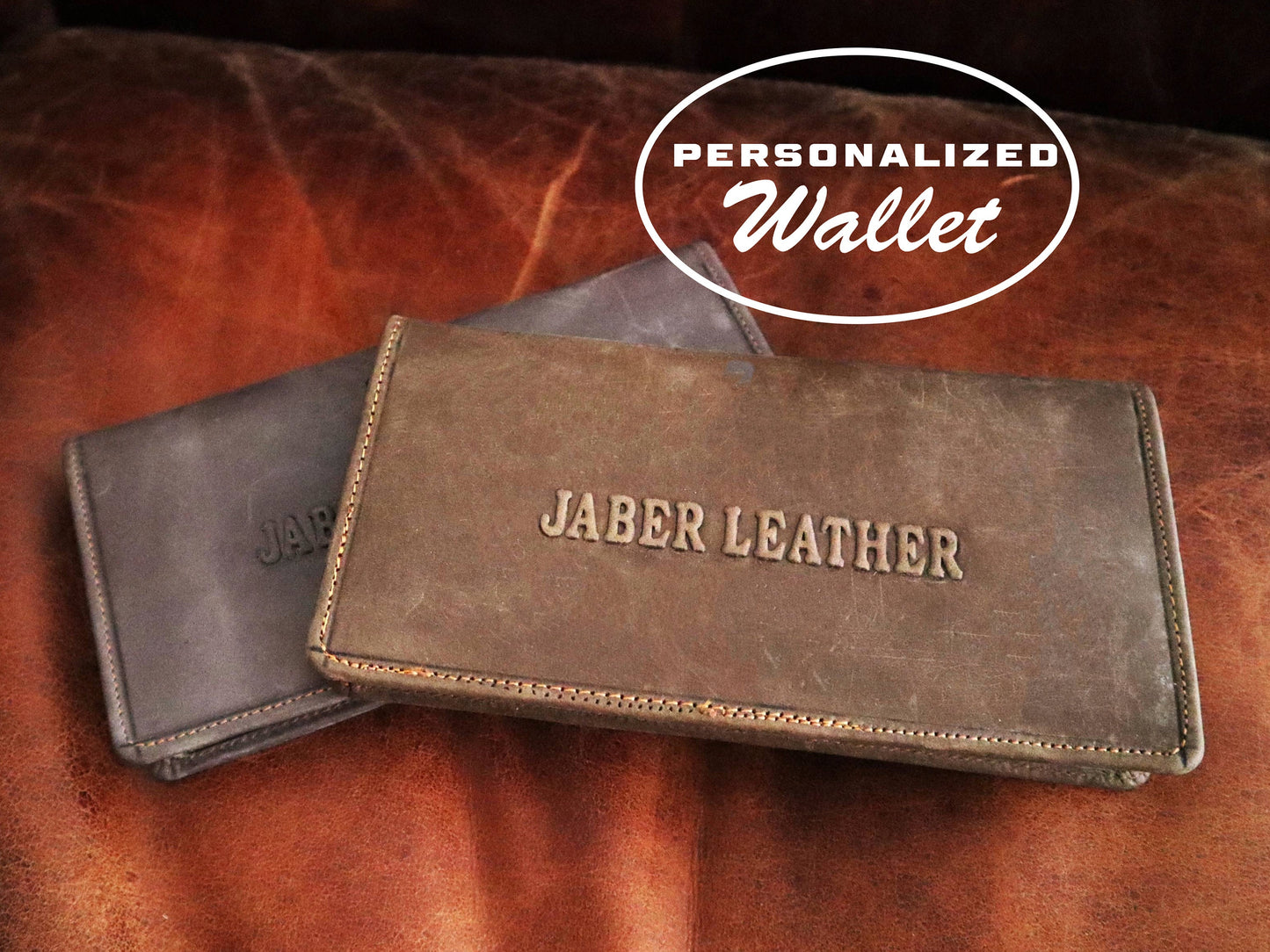 Tailored Long Wallet With Full Grain Natural Leather And Bifold Design Personalized With Your Name To Give As Birthday Gift To Men And Women