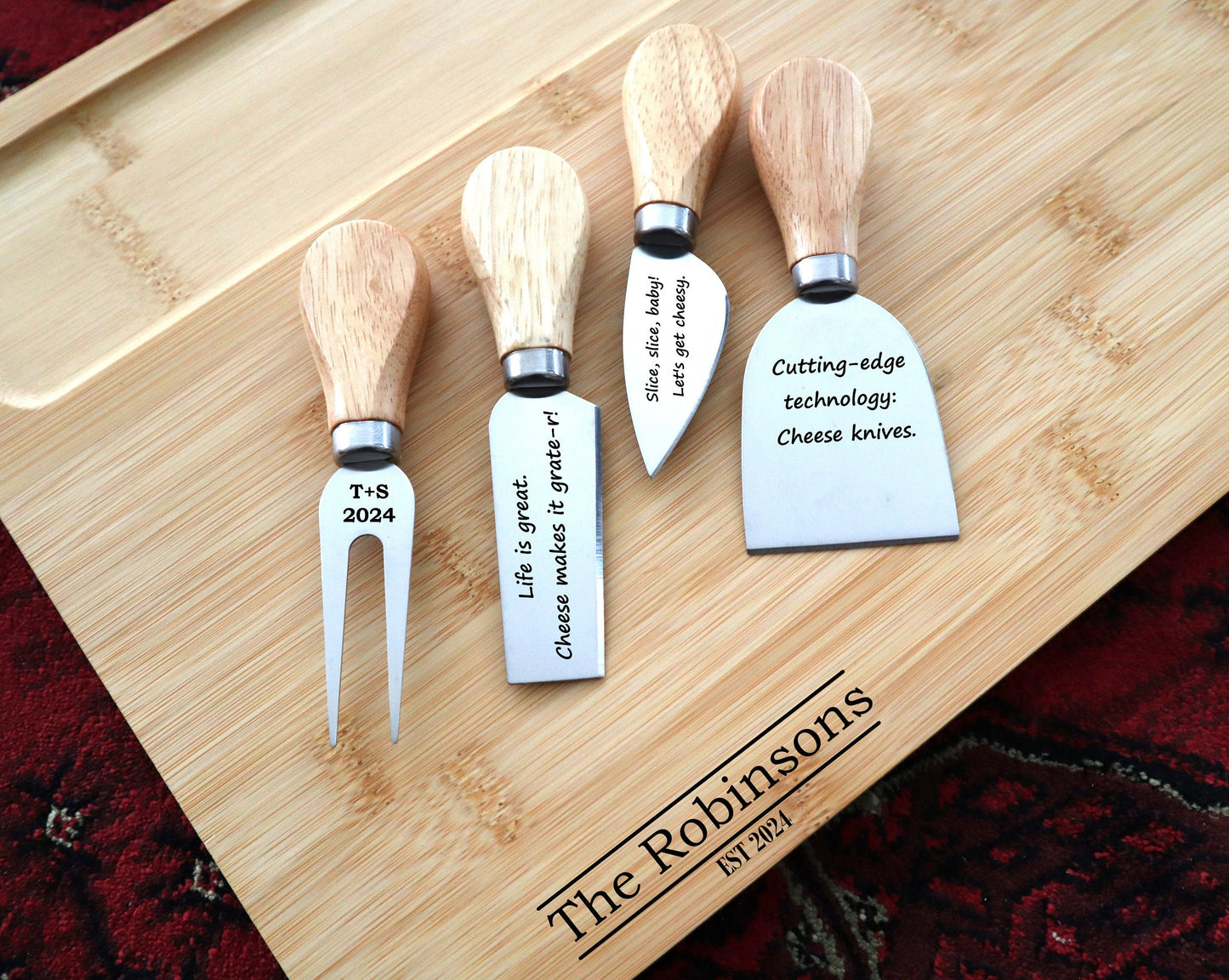 Personalized Cheese Knife Set Engraved | Custom Charcuterie Knives For Cheese and Charcuterie Board | Wedding Gift And Housewarming Gifts