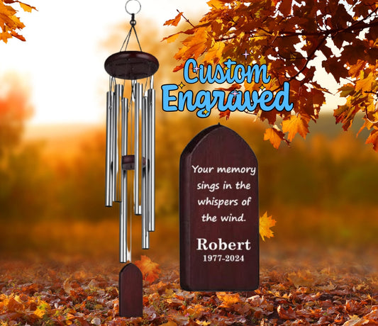 Double Sided Engraved Wind Chime Memorial Sympathy Gift, Personalized Listen To The Wind Memorial Chime, In Memory of Wind Remembrace Chime
