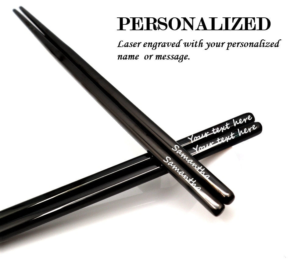 Personalized Reusable Chopsticks And Sushi Board Gift Set With Custom Engraved Name And Message To Give As Birthday Gifts For Sushi Lovers