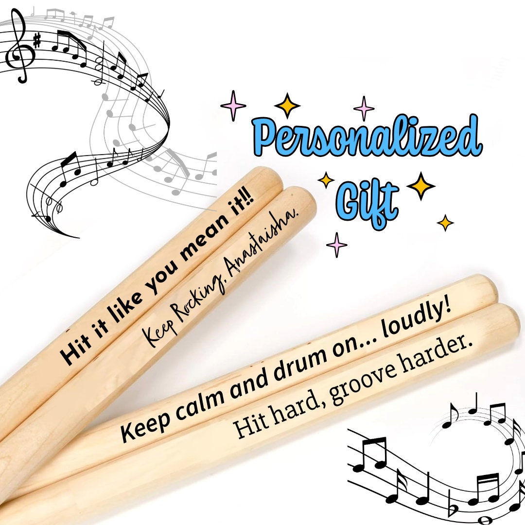 Personalized Rock On Drumsticks, Custom Engraved Drumstick Gift For Drummer, Marching Band Gift, Band Directors And Music Gift for Musicians