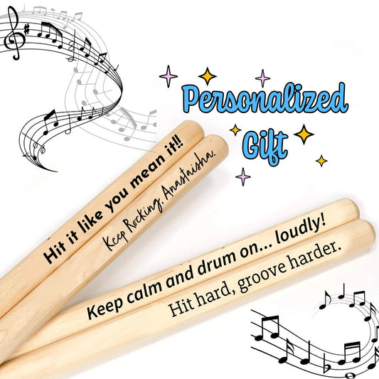 Personalized Rock On Drumsticks, Custom Engraved Drumstick Gift For Drummer, Marching Band Gift, Band Directors And Music Gift for Musicians
