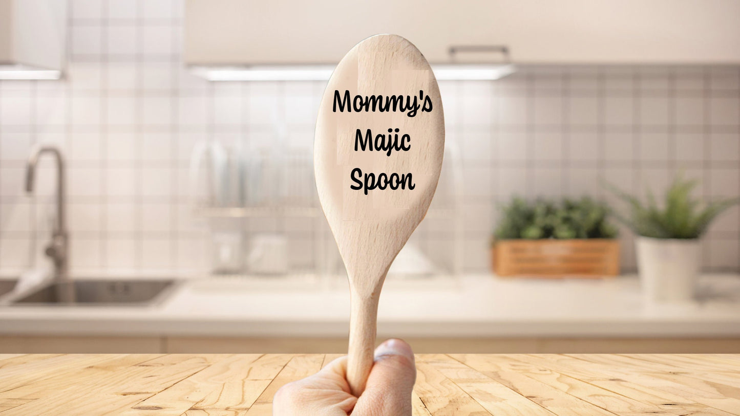 Personalized Gift Set With Wooden Spoon and Spatula For Mothers Day, Custom Wooden Spatula And Spoon With Love Message Personalized For Mom