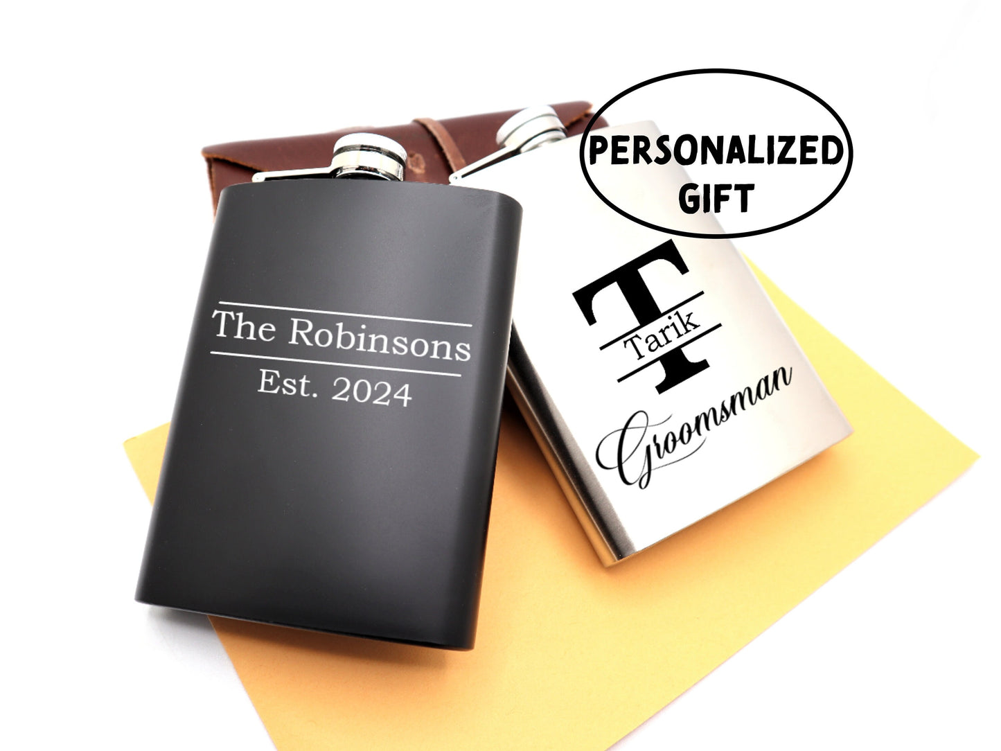 Personalized Groomsmen Flasks, Groomsman Gift, Custom Silver Flask for Groomsmen Gift, Custom Black Flask, Best Man, Gifts for Wedding Party