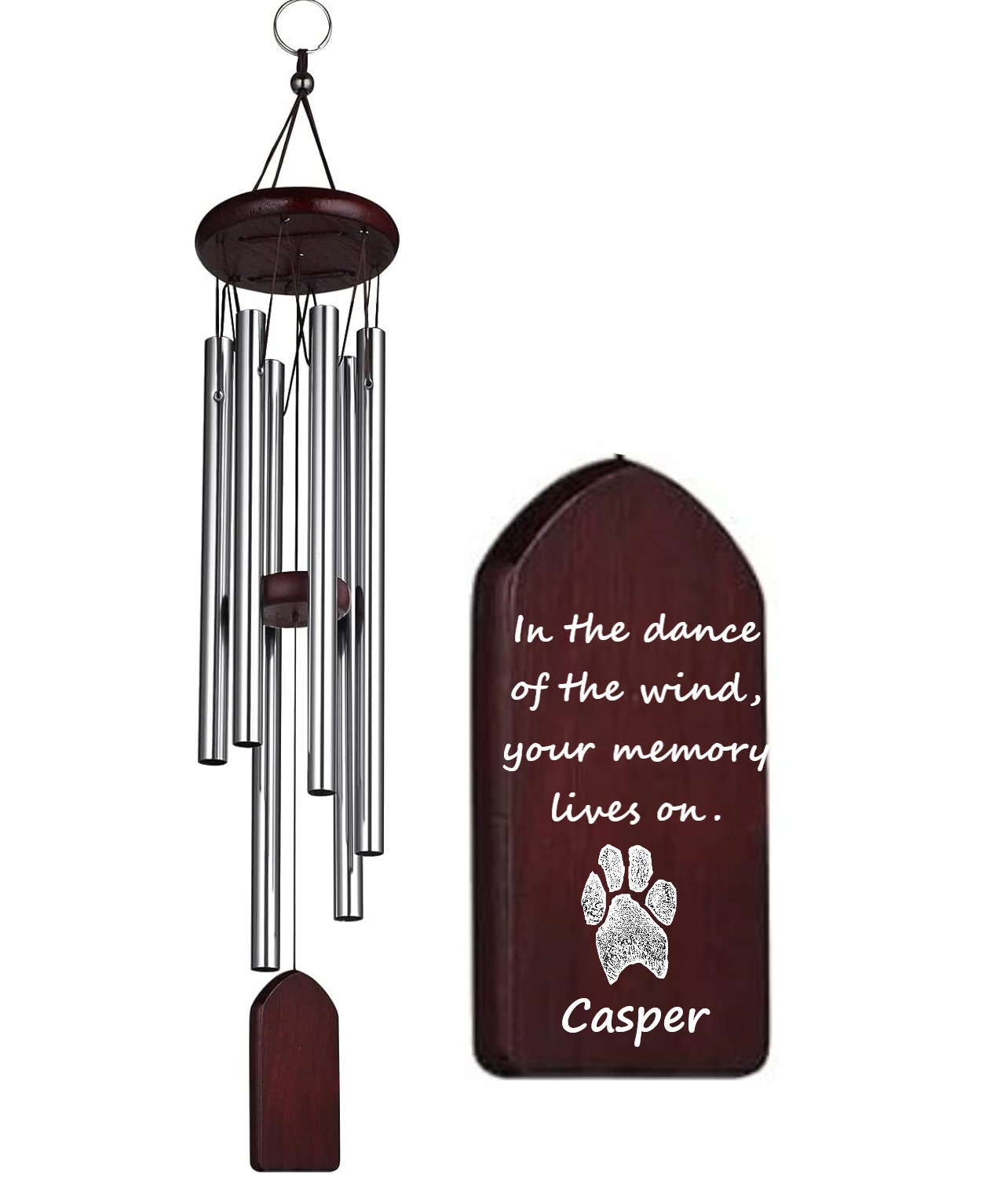 Personalized Pet Portrait Memorial Wind Chime Gift, Custom Pet Loss Sympathy Wind Chime For Dog And Cat Remembrace Memorial Garden Stone