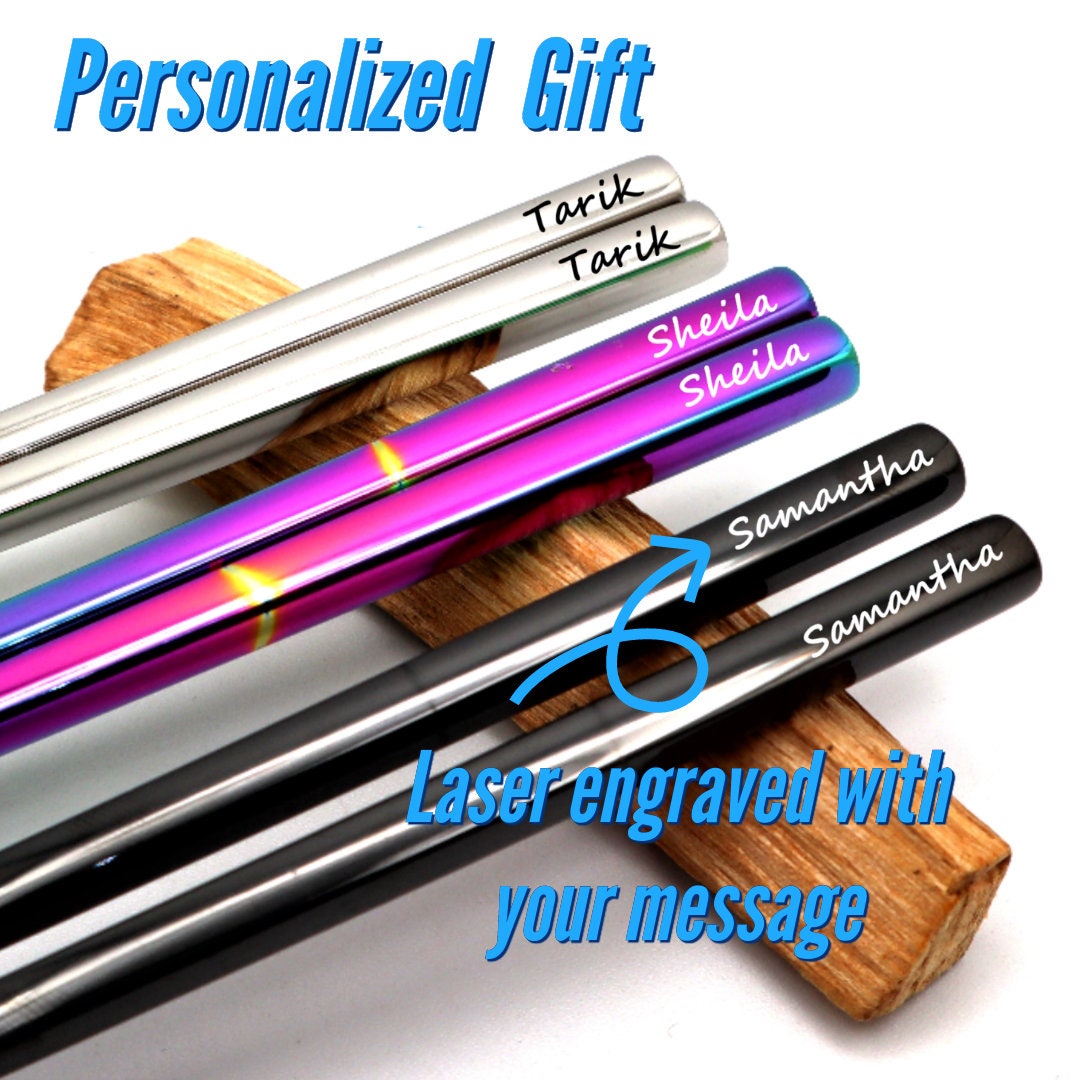 Personalized Reusable Chopsticks And Sushi Board Gift Set With Custom Engraved Name And Message To Give As Birthday Gifts For Sushi Lovers
