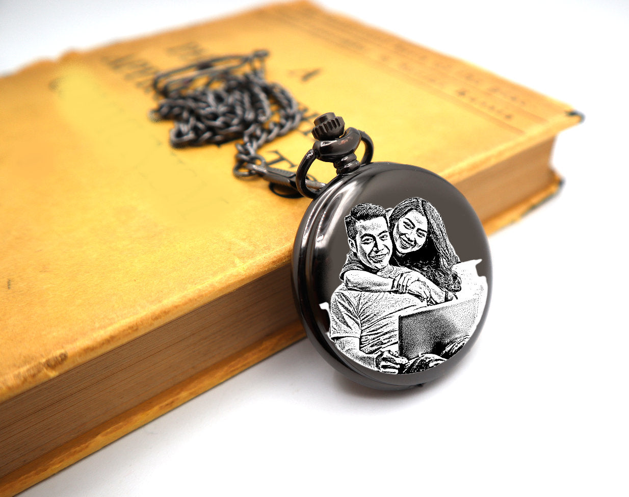 Personalized Photo Portrait Pocket Watch For Wedding And Anniversary Gift | Custom Picture Pocket Watch for Groom Fathers Day & Gift For Him